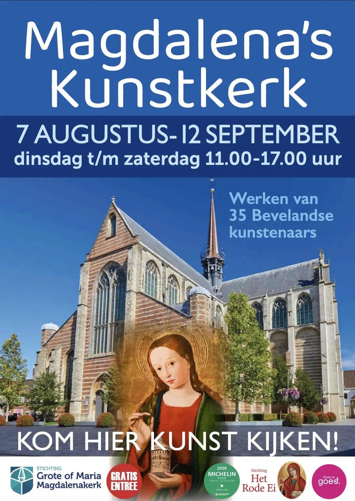 Vooraanzicht van de Grote of Maria Magdalenakerk te Goes
